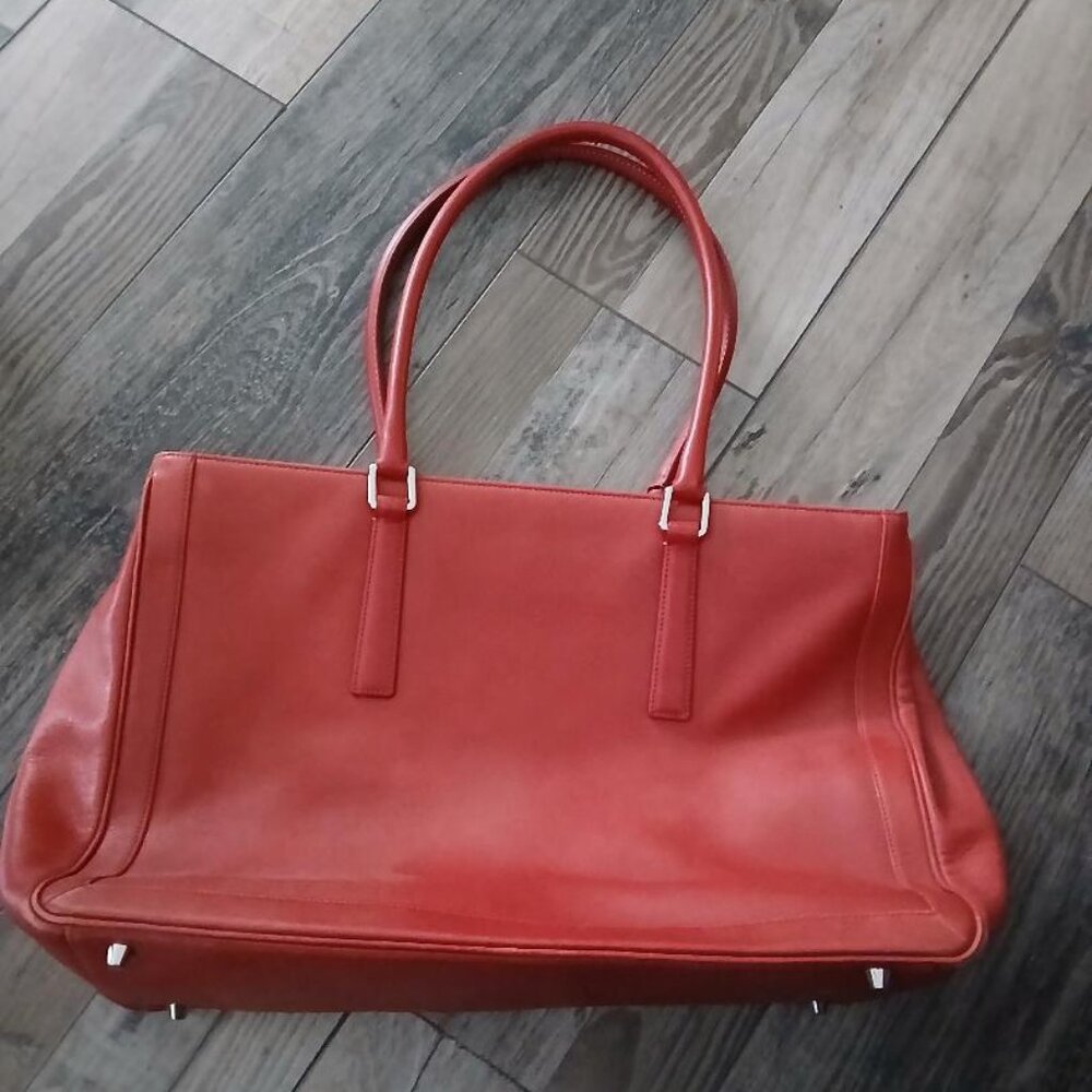 RARE Coach C2S 9426 Tote Shoulder Bag Leather Zip Top Tote Bag RED Satchel
